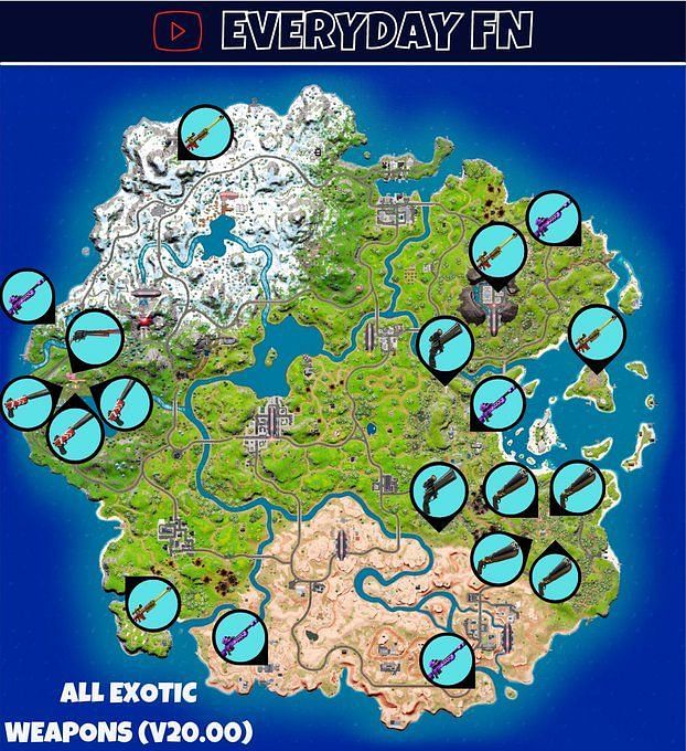 All Exotics Weapons And Their Locations In Fortnite Chapter 3 Season 2