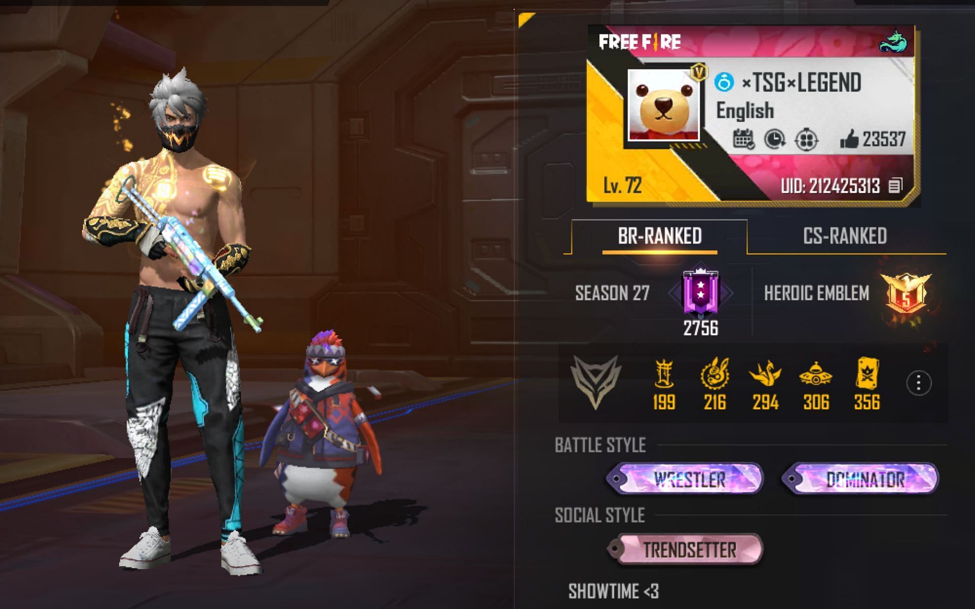 TSG Legends Free Fire ID Stats Real Name Headshot Percentage And