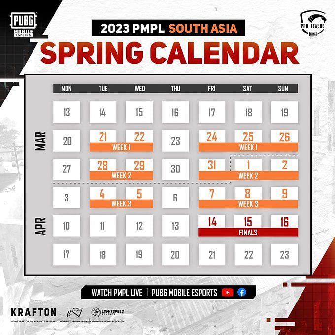 PUBG Mobile Pro League PMPL 2023 Spring Pakistan Teams Schedule