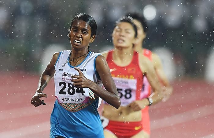 PU Chitra during her marvellous race at the 2017 Asian Athletics Championships
