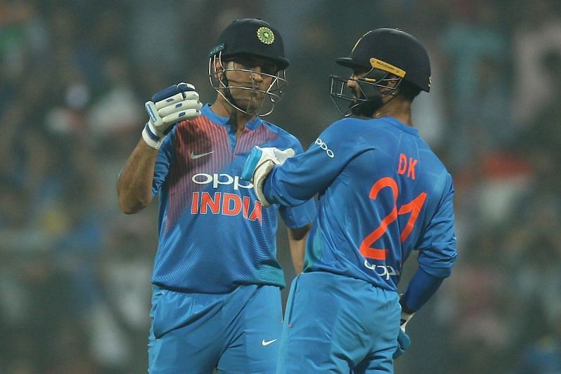 Dinesh Karthik smashed a six off the last ball of the penultimate over