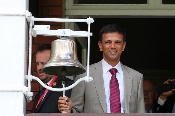 Dravid ringing the famed bell at Lord&#039;s