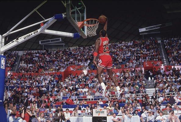 The Dunk Of Michael Jordan As Part Of The 1987 Dunk Competition A Photo  Signed By Jordan, Michael Jordan 1987 Dunk Contest