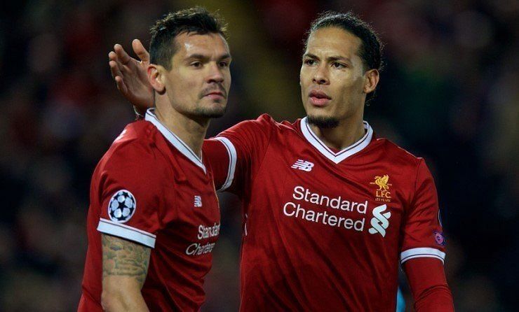 Lovren (L) and Van Dijk (R) playing for Liverpool