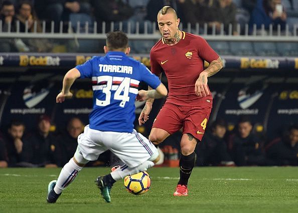 Torreira in action for Sampdoria against AS Roma
