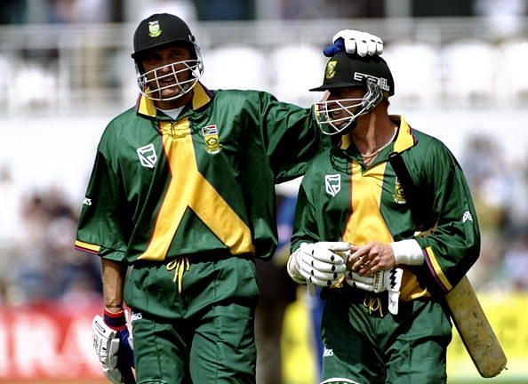 Allan Donald and Lance Klusener of South Africa who choked in the semis against Australia