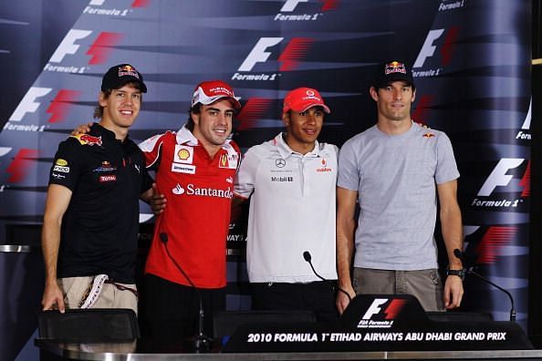 (Left-Right) Vettel, Alonso, Hamilton