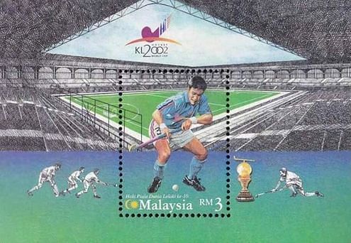 MALAYSIA MINIATURE SHEET ON 10TH WORLD CUP HOCKEY 2002.
