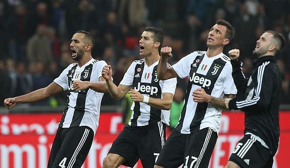AC Milan v Juventus - Serie A. Juventus players celebrate