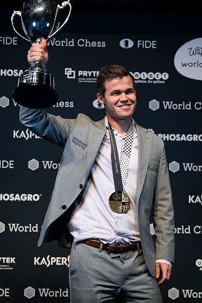 Carlsen after successfully defending his title in London