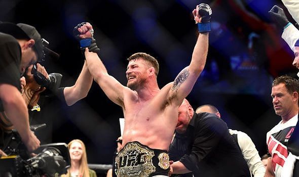 Michael Bisping celebrates his Middleweight Championship win