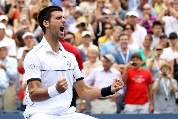 Novak Djokovic: A pillar of mental strength as he secured a come from behind victory against Federer 6-7, 4-6, 6-3, 6-2, 7-5 at 2011 US Open SF.