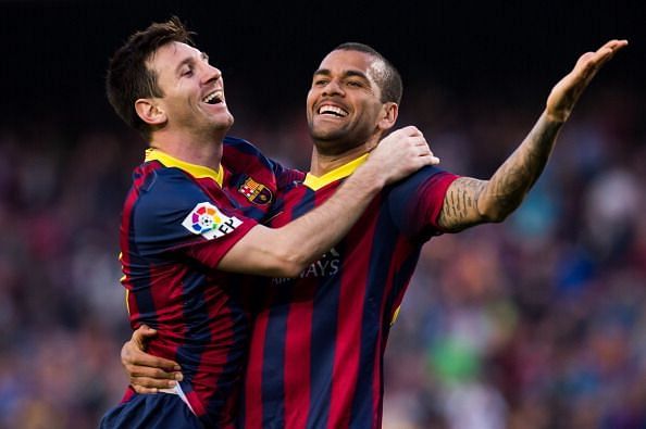 Dani Alves played a huge role in Messi&#039;s success during his time in the Catalan capital
