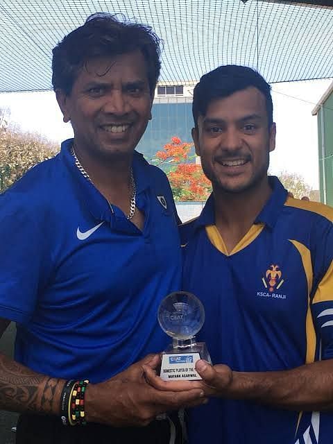 Coach R X Muralidhar with Mayank Agarwal