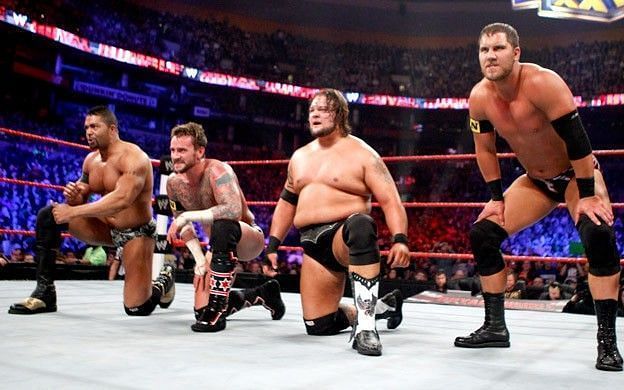 Michael McGillicutty with the other members of the New Nexus at the 2011 Royal Rumble