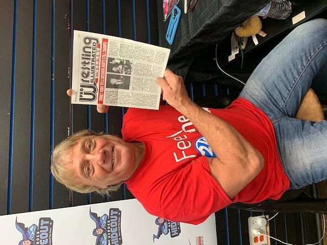 Marty Jannetty Holding Pro Wrestling Illustrated where Jack Tunney give WWF Title&#039;s back to The Hart Foundation