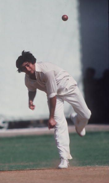 Nov 1979: Karsan Ghavri bowling against Australia in a Test at Bombay