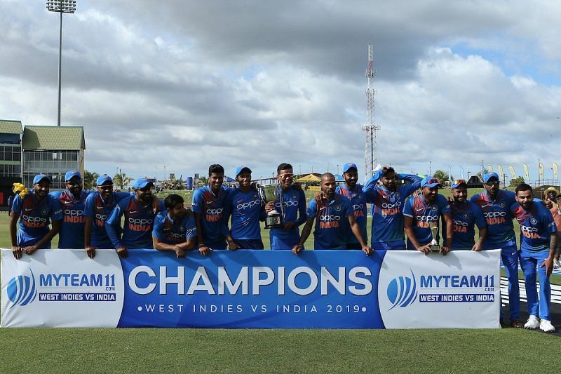 India won the T20I series 3-0 Against Windies. Courtesy: BCCI/Twitter