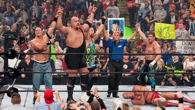 John Cena, Big Show, Rob Van Dam, and Eddie Guerrero teamed up in 2004&#039;s Survivor Series.