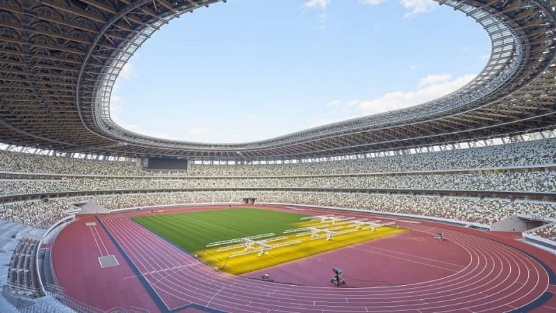 The New National Stadium has gotten ready ahead of time for the opening ceremony of the Olympics