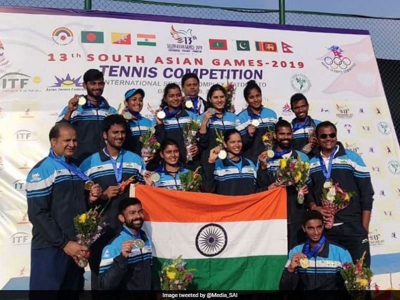 Both the Men and Women Tennis teams got the gold medals at the South Asian Games 2019