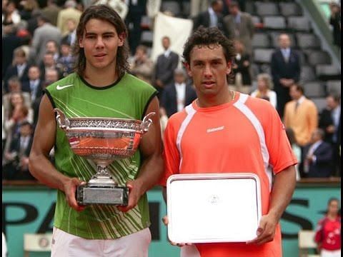 Nadal beat Mariano Puerta to win his first Grand Slam title at 2005 Roland Garros