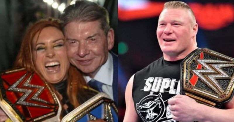 Becky Lynch and Vince McMahon; Brock Lesnar