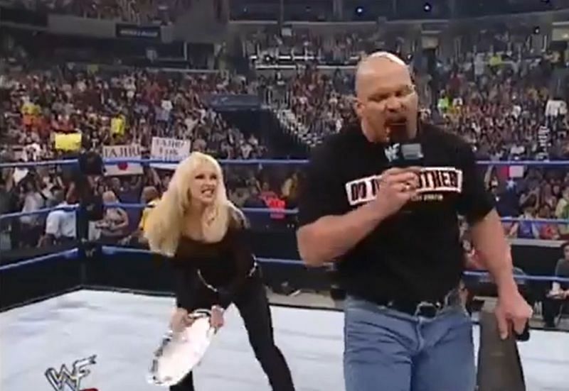 Debra smacked Stone Cold with a cookie-tray on an episode of Smackdown for disrespecting her