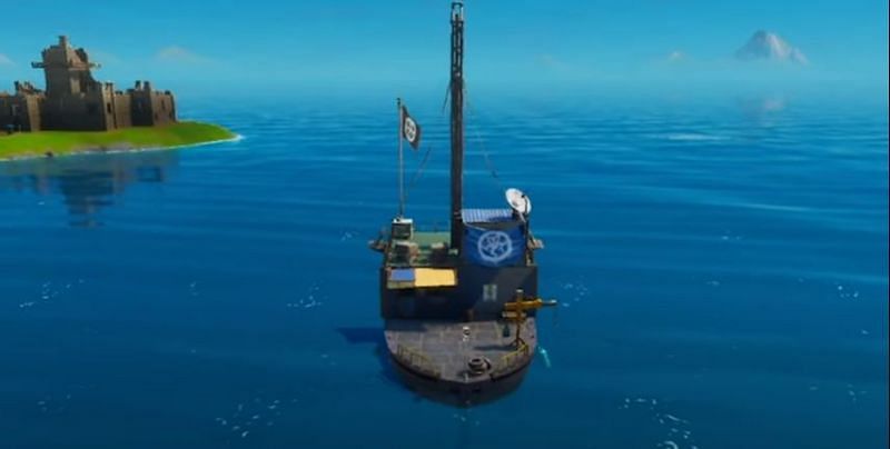 Boat with Ghost banner in Fortnite Season 3 (Image Credits: ChilliNikov / Epic Games)