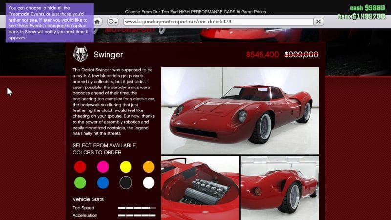 GTA: Online Ocelot Swinger sale & discounted price