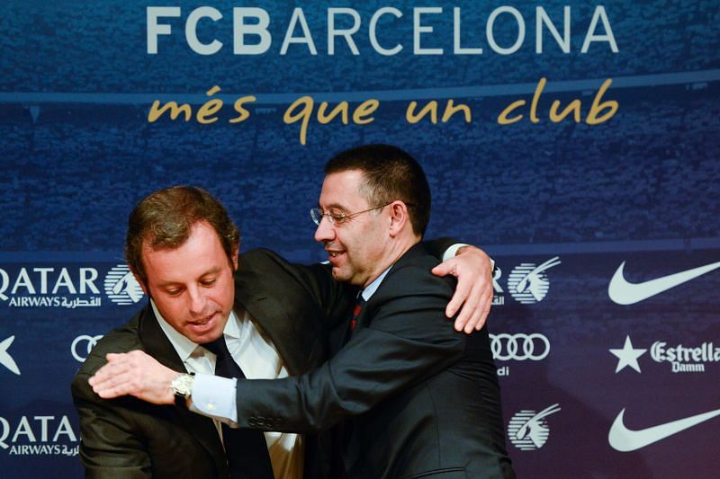 Josep Maria Bartomeu (right) took the reins from Sandro Rosell at FC Barcelona on 23rd January, 2014.