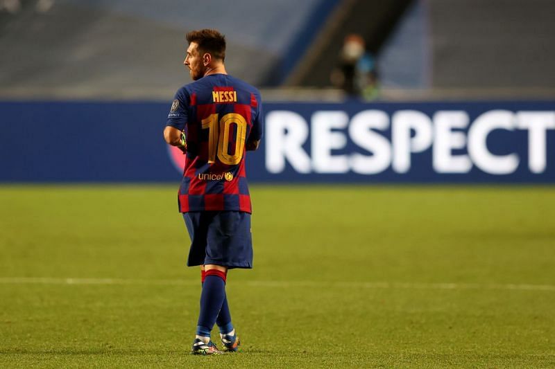 Lionel Messi during Barcelona&#039;s 2-8 rout against Bayern Munich in the Champions League quarter-final.