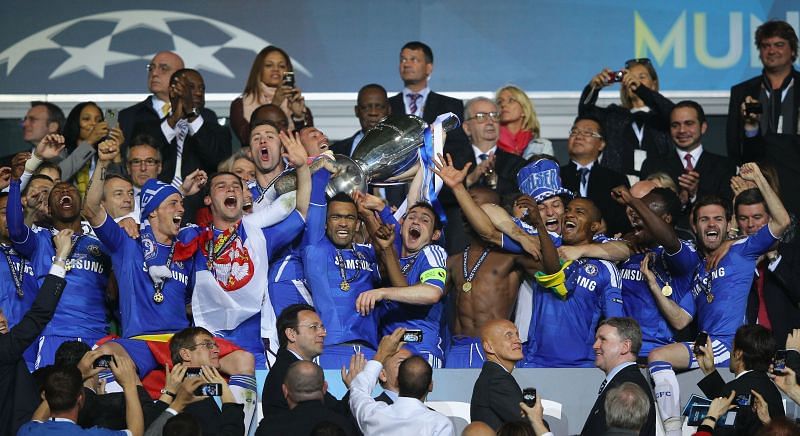 Chelsea after winning the 2011-12 Champions League title