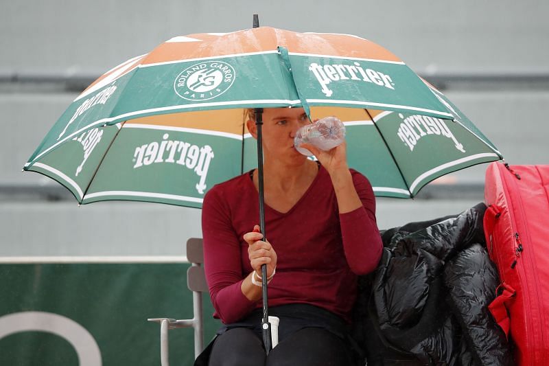 Kaia Kanepi during her first round match at the 2020 French Open