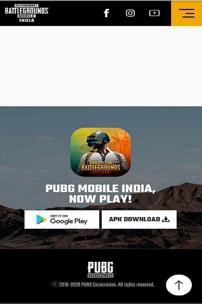 The downloads section of the PUBG Mobile India website