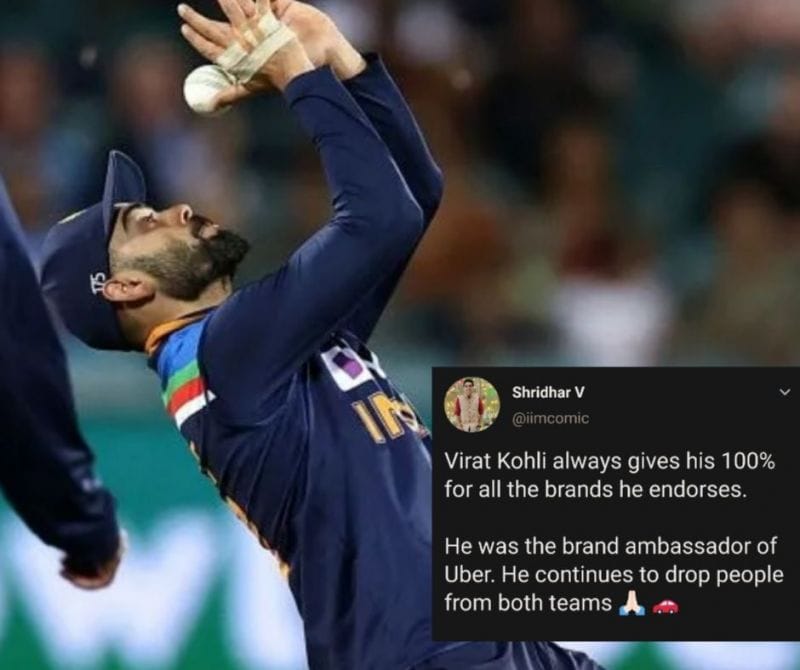 IND v AUS 2020 Twiterrati has mixed reactions to Virat Kohli's dropped