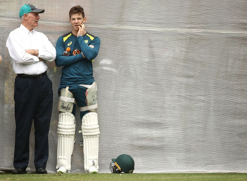 Greg Chappell (left) and Tim Paine.