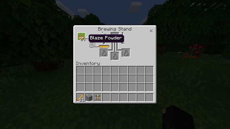 Place your blaze powder in the top left slot to fuel your brewing stand