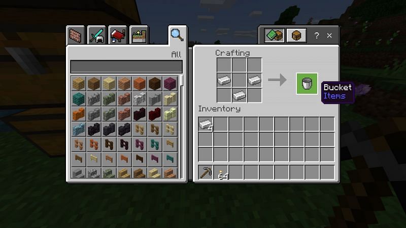 Step 3 for making Bucket in minecraft