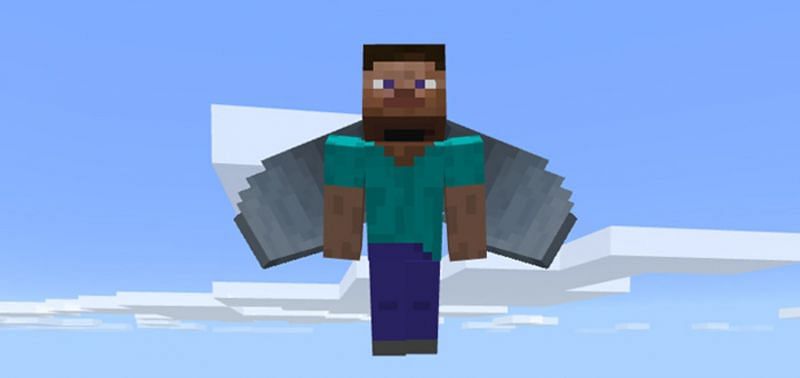 Steve flying with an Elytra in Minecraft. (Image via mcpedl.com)
