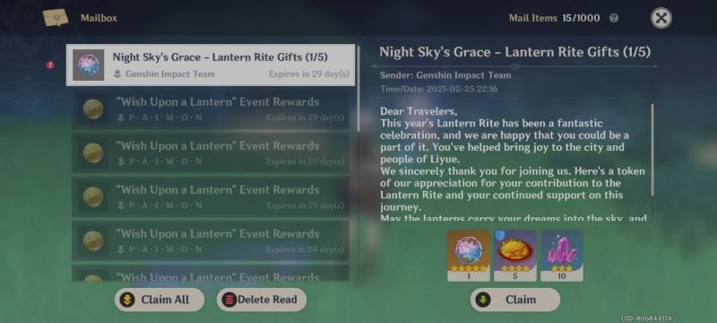 Genshin Impact s New Daily Login Event Night Sky s Grace Begins Today