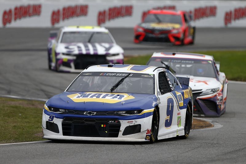Chase Elliott leads on the Daytona Road Course in 2020. Photo/Getty Images