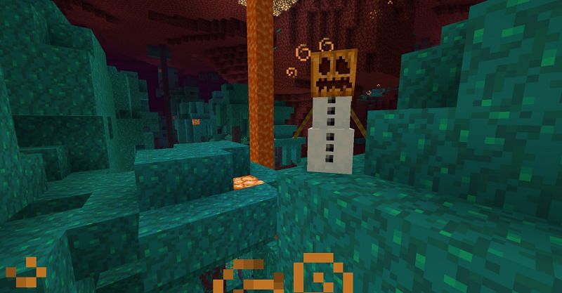 A Snow Golem with Fire Resistance in the Nether (Image via Minecraft)
