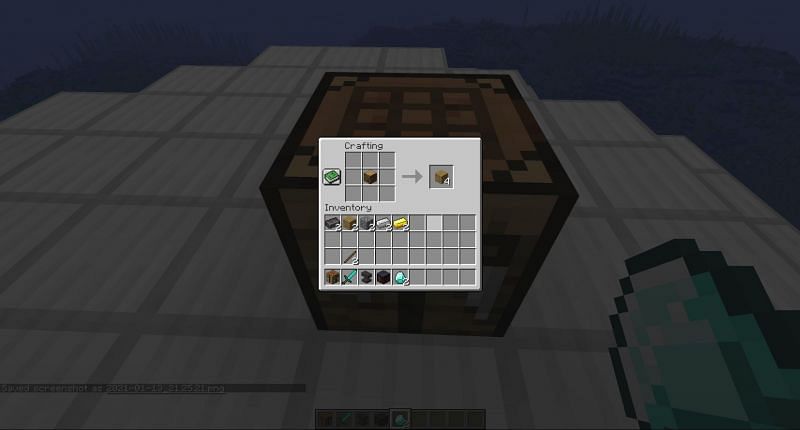 Crafting a wooden plank in Minecraft