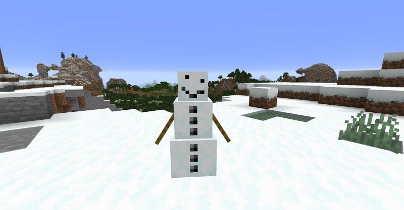 A Snow Golem without its carved pumpkin head in Minecraft (Image via Minecraft)