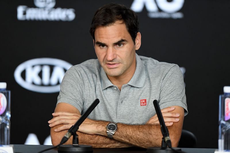 Roger Federer speaks to the press at the 2020 Australian Open.