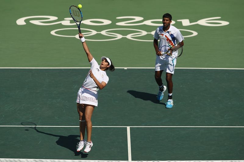 Rohan Bopanna and Sania Mirza at the Rio 2016 Olympic Games in Rio de Janeiro, Brazil