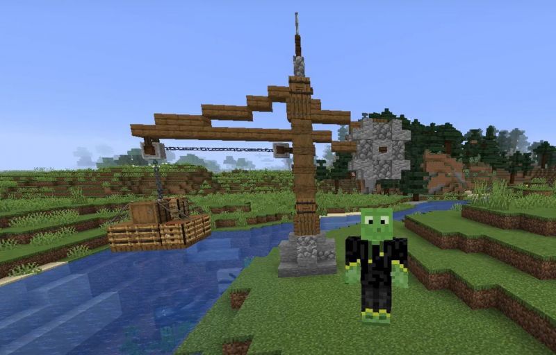 How to build a small crane build in Minecraft