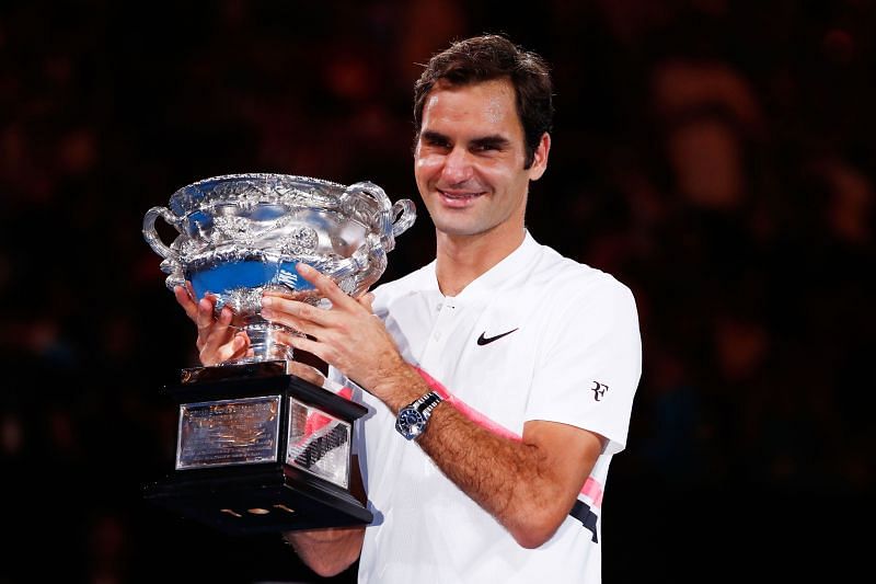 Roger Federer with his 2018 Australian Open title