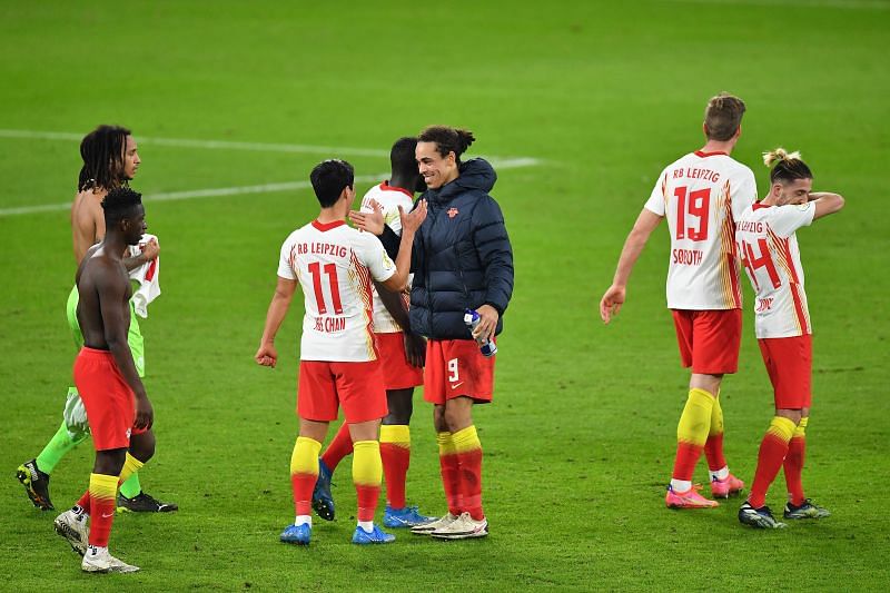 The RB Leipzig players celebrate